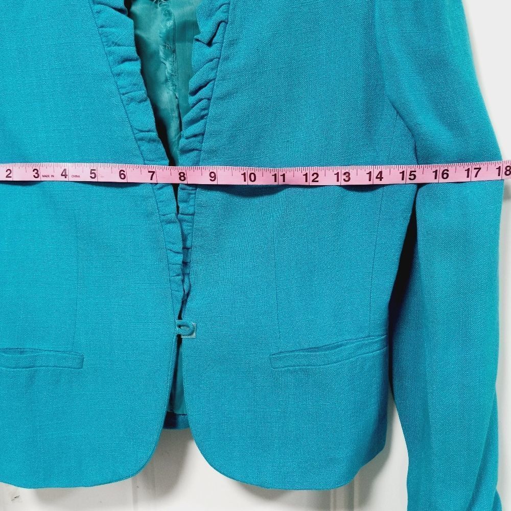 CASSIDY Vintage Cropped Linen Ruffalo Trimmed Jacket 6/8 - Picture 14 of 15